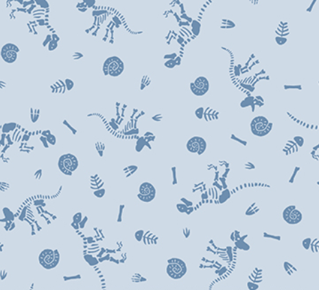 Fossil Folks FOSSILS BLUE Fabric