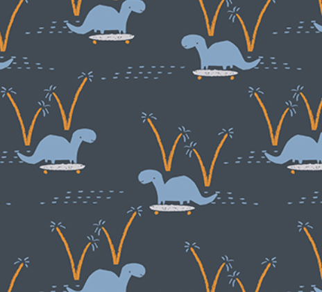 Fossil Folks DINO RIDE NAVY Fabric