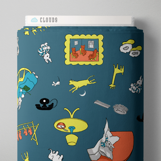 Goodnight Moon Goodnight Moon Tossed Teal Fabric