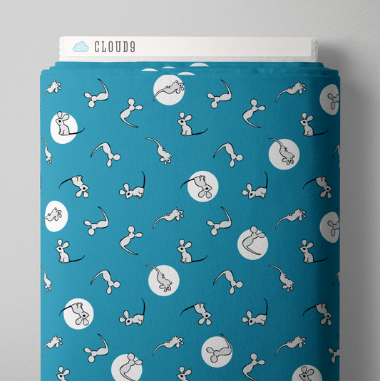 Goodnight Moon Mouse Blue Fabric