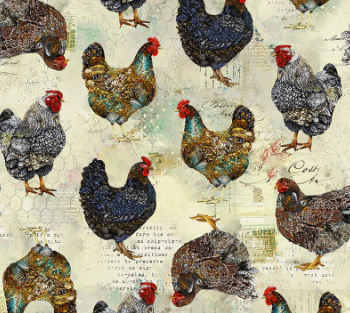 Boho Chick Rustic Chickens Multi Fabric