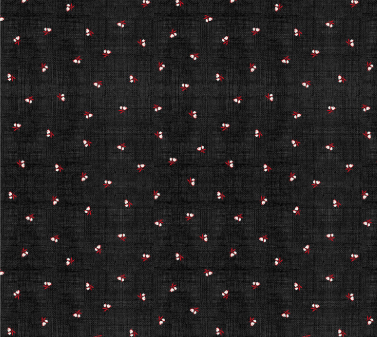 Sable & Scarlet Buds Black Fabric