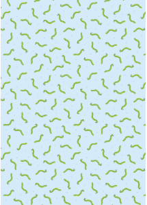 Small Things... Country Garden Small Things Caterpillars Blue Fabric