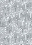 The Secret Winter Garden Flannel Owl Orchard on Light Grey Fabric