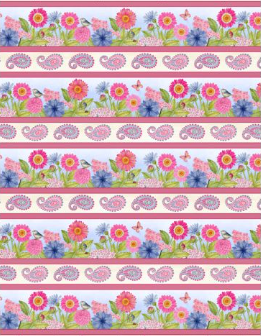 Paisley Punch Repeating Stripe Multi Fabric