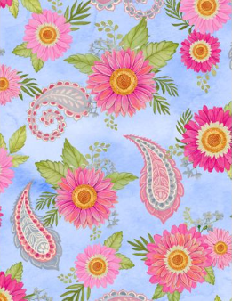 Paisley Punch Floral and Paisleys Blue Fabric