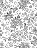 Shadow Blooms -  Butterflies & Floral White - Yardage
