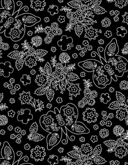 Shadow Bloom Butterflies & Floral Black Fabric