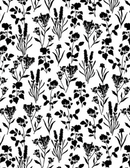 Shadow Blooms -  Plants All Over White - Yardage