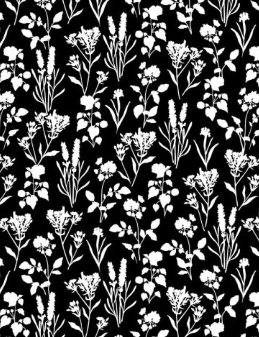 Shadow Bloom Plants All Over Black Fabric