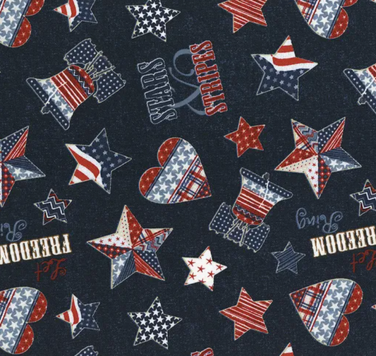 Stars of Valor Patriotic Toss Navy Fabric