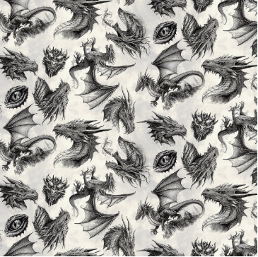 Dragons - Emerald Reign 23DRG-2 White Fabric