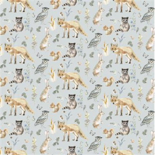Wildwood Digital Animals Y4371-29 Light Blue Fabric