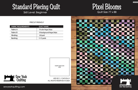 Pixel Blooms Quilt 77" x 88"
