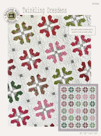 Twinkling Dresdens Quilt Pattern 51.5" x 61.5" (Includes acrylic template)