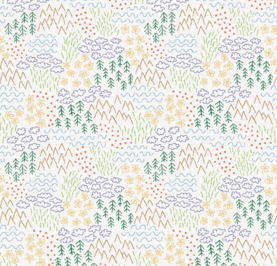 Colorful Critters Sketch White Fabric