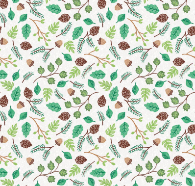 Colorful Critters Botanical White Fabric