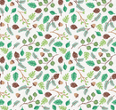 Colorful Critters Botanical White Fabric