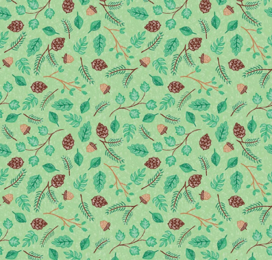 Colorful Critters Botanical Green Fabric