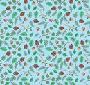 Colorful Critters Botanical Blue Fabric