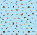 Colorful Critters Bug Toss Blue Fabric