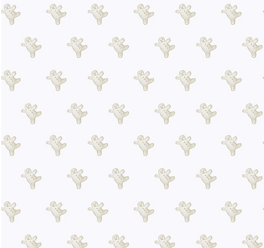 Gingerbread Gingerbread Toss White Fabric