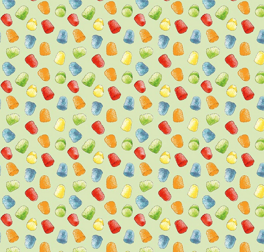 Gingerbread Gumdrops Green Fabric