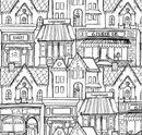 Gingerbread Village White Fabric