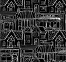 Gingerbread Village Black Fabric