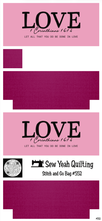 Stitch & Go Bag #552 - Love Text & Corinthians on Magenta