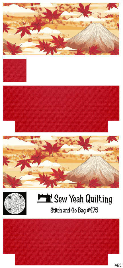 Stitch & Go Bag #475 - Fuji Maple Leaves on Bright Red