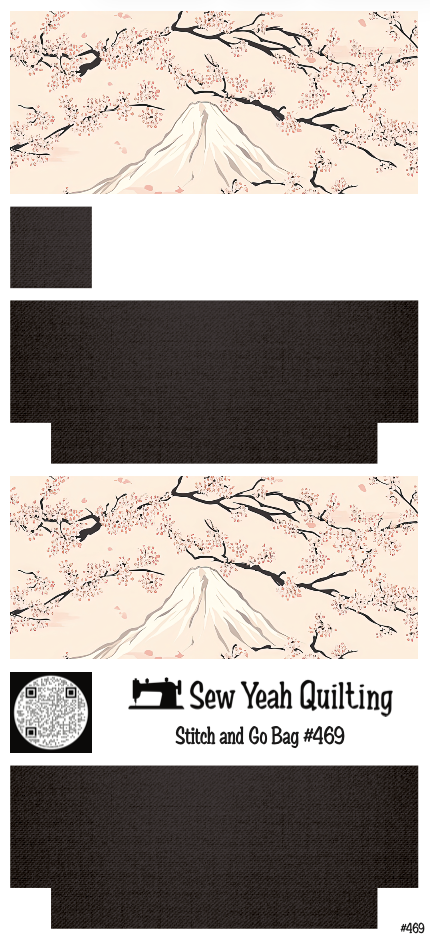 Stitch & Go Bag #469 - Fuji Cherry Blossoms on Deep Brown