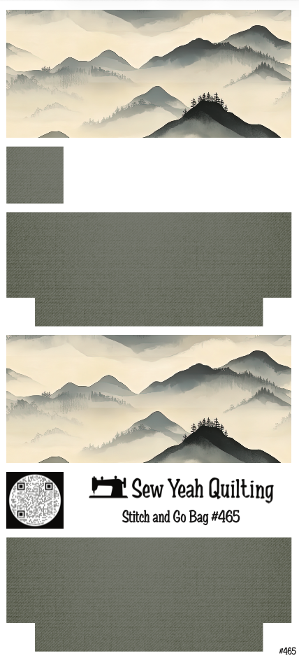 Stitch & Go Bag #465 - Mountains Misty Ink on Gray