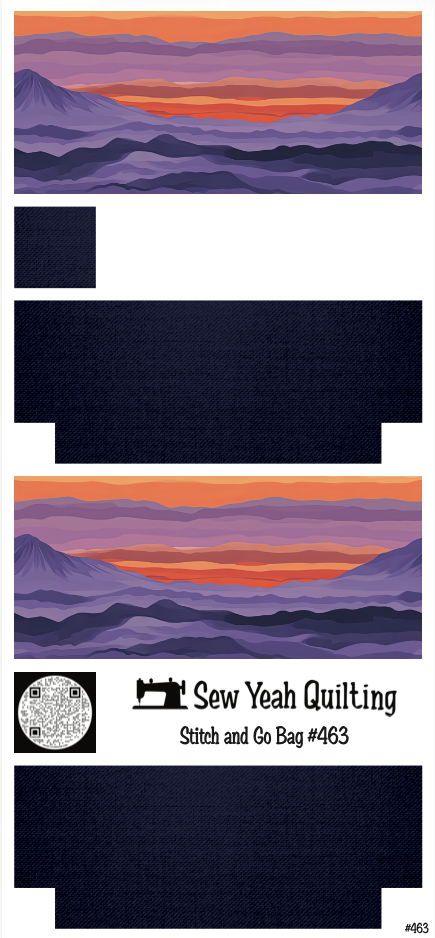 Stitch & Go Bag #463 - Fuji Layered Sunset Mountains on Navy Blue