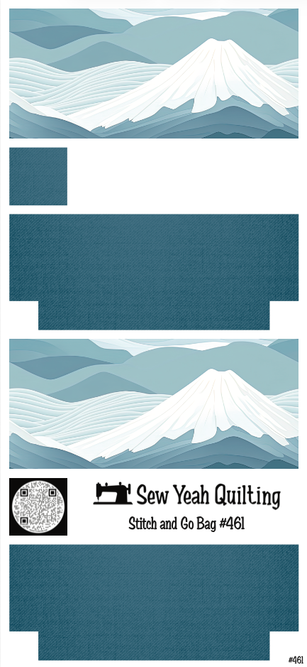 Stitch & Go Bag #461 - Fuji & Moutain at the Back on Teal