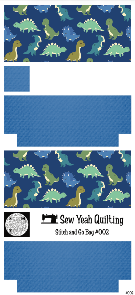 Stitch & Go Bag #2 - Dinosaurs on Blue