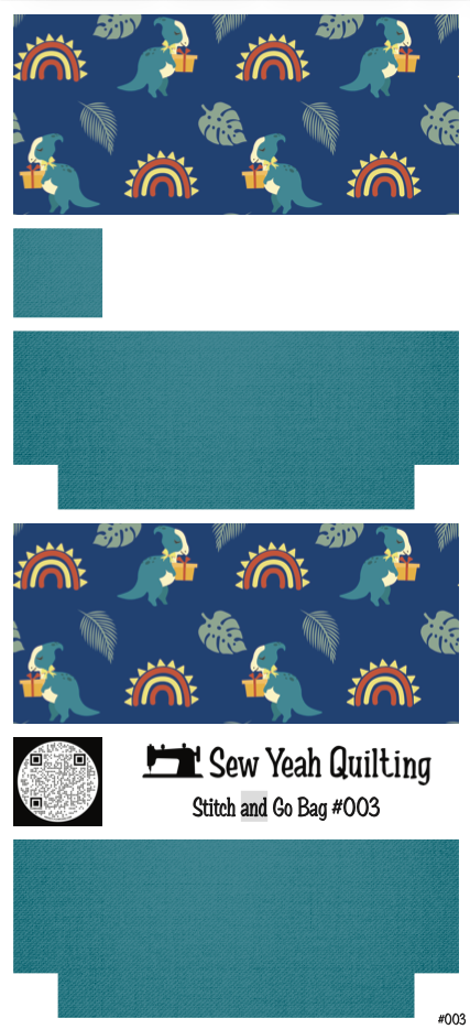 Stitch & Go Bag #3 - Dinosaurs with Present on Blue