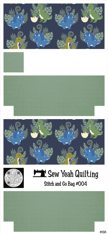 Stitch & Go Bag #4 - Dinosaurs with Leaves on Muddy Green