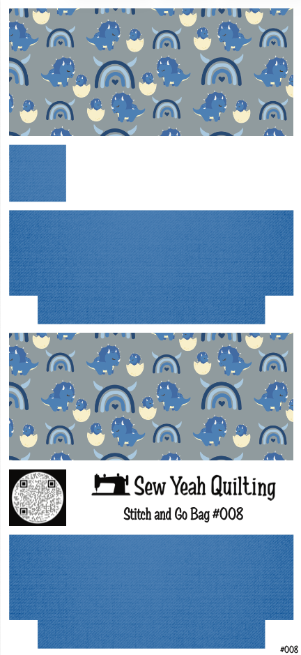 Stitch & Go Bag #8 - Dinosaurs & Rainbows on Blue