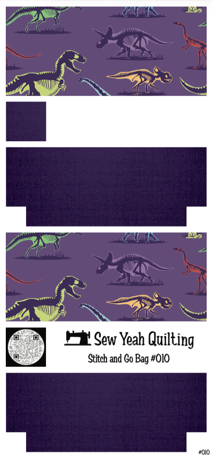 Stitch & Go Bag #10 - Dinosaurs Skeleton on Violet