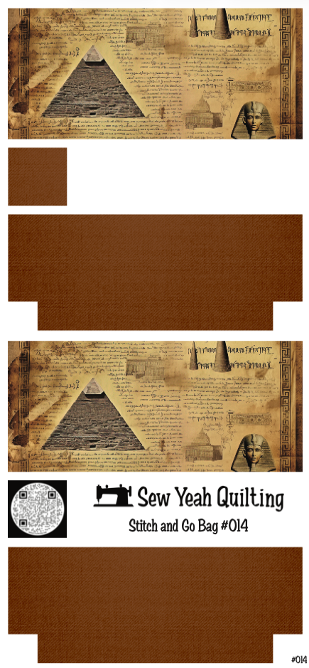 Stitch & Go Bag #14 - Egyptian Pyramids Scroll on Brown