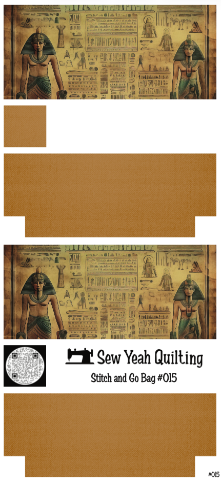 Stitch & Go Bag #15 - Egyptian Pharaohs on Brown Tan