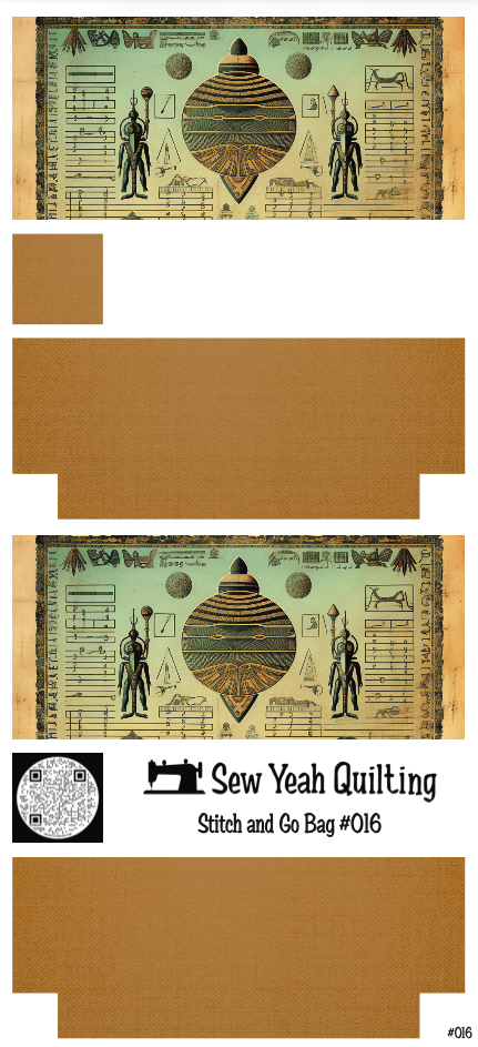 Stitch & Go Bag #16 - Egyptian Celestial Map on Brown Tan