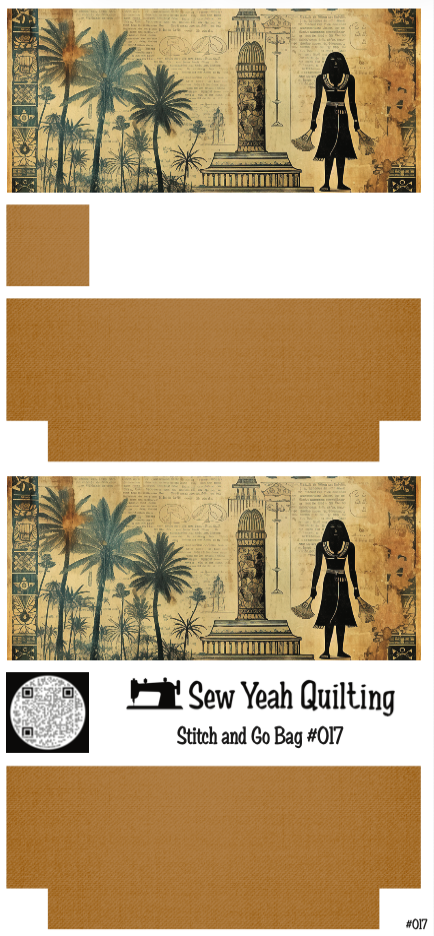 Stitch & Go Bag #17 - Egyptian Palm Trees & Silhouette on Brown Tan