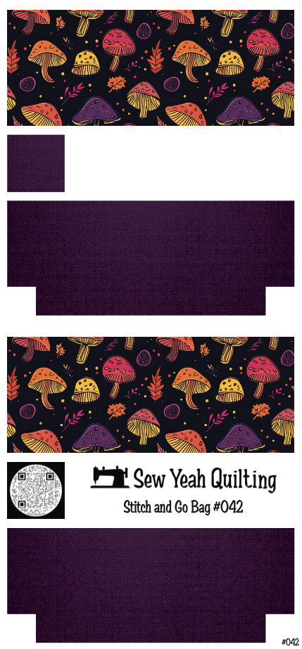 Stitch & Go Bag #42 - Mushrooms Autumn Hues on Violet