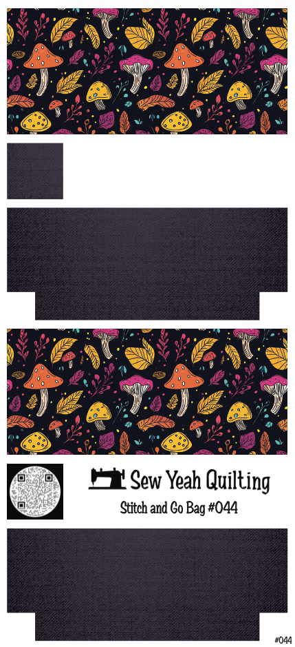 Stitch & Go Bag #44 - Mushrooms & Leaves on Indigo