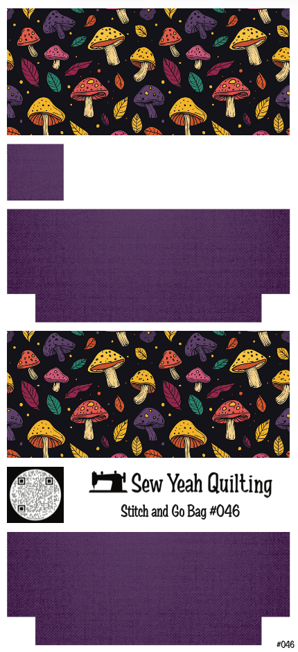Stitch & Go Bag #46 - Mushrooms Classic Color on Purple