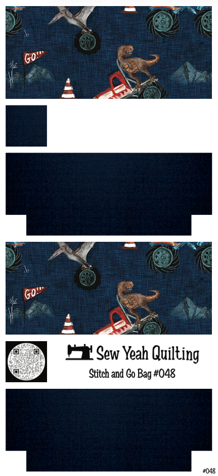Stitch & Go Bag #48 - Dinosaurs Monster Truck on Blue