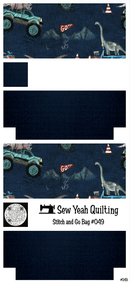 Stitch & Go Bag #49 - Dinosaurs & Trucks on Blue