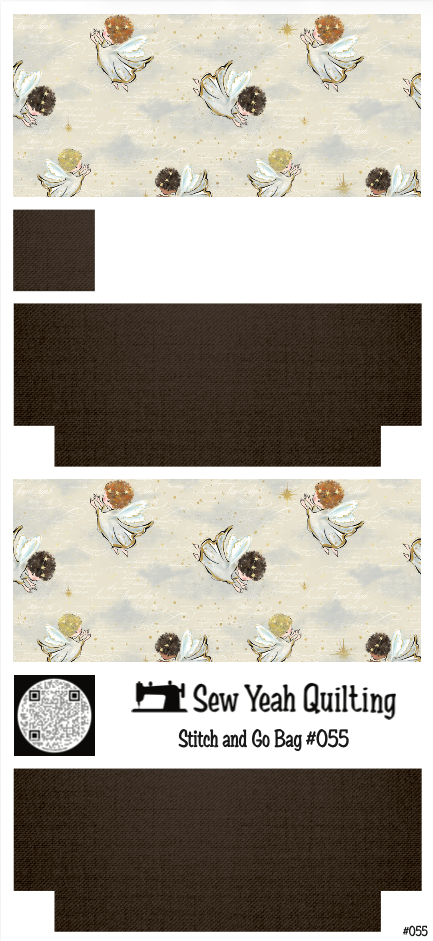 Stitch & Go Bag #55 - Nativity Angels & Stars on Brown